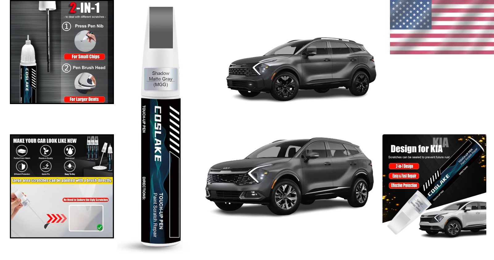 Essential Car Scratch Repair Kit for Kia – Fast-Drying 12ml Shadow Matte Gray