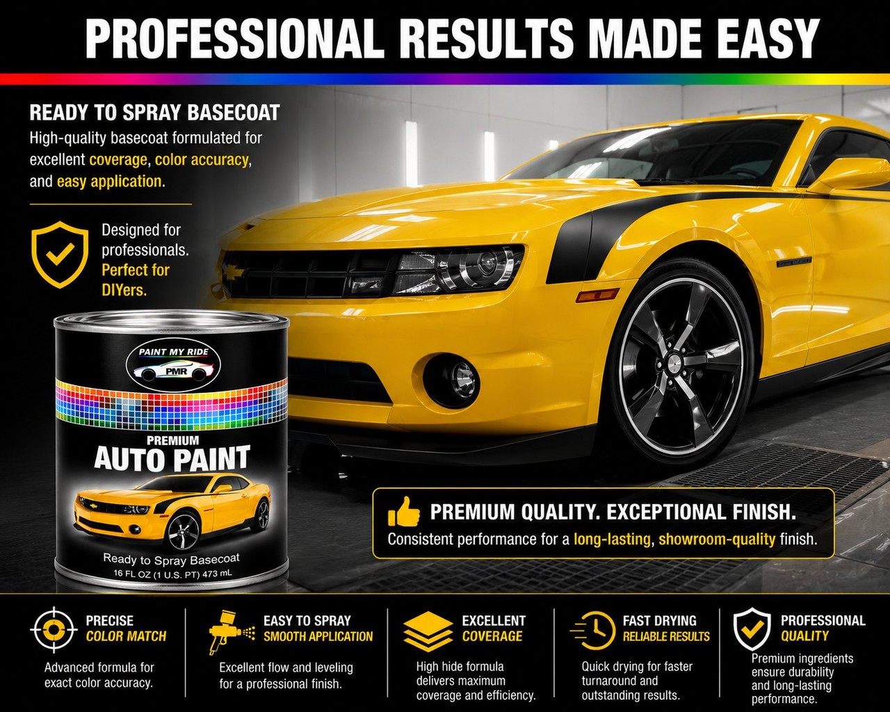RTS Basecoat Paint Pint for 2025 Chevrolet Black GBA