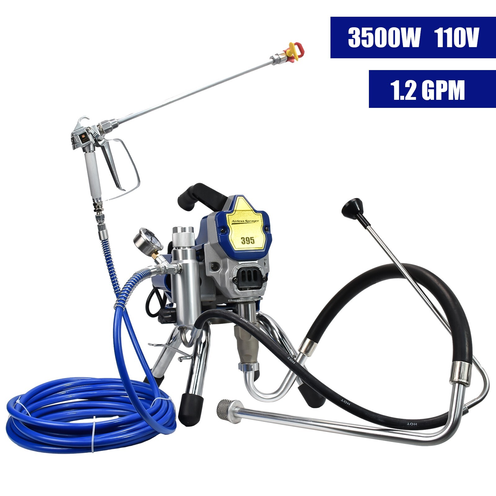 3500W Electric Airless Paint Sprayer High Efficient 3300PSI W/Extension Rod 110V