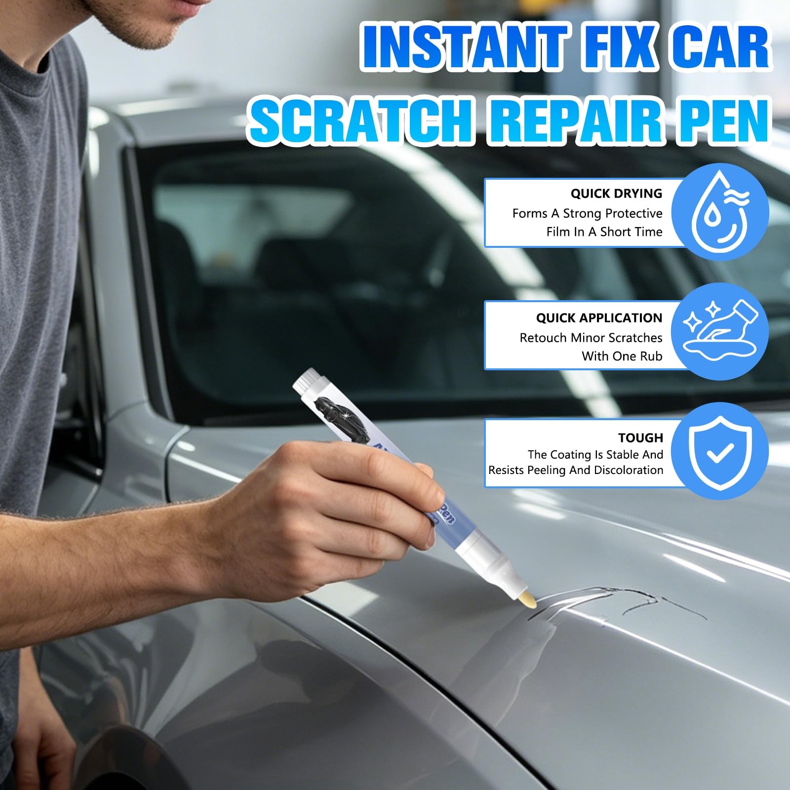 Set Of 3 Magic Car Scratch Remover Pen For Universal Colorful Repair Tool
