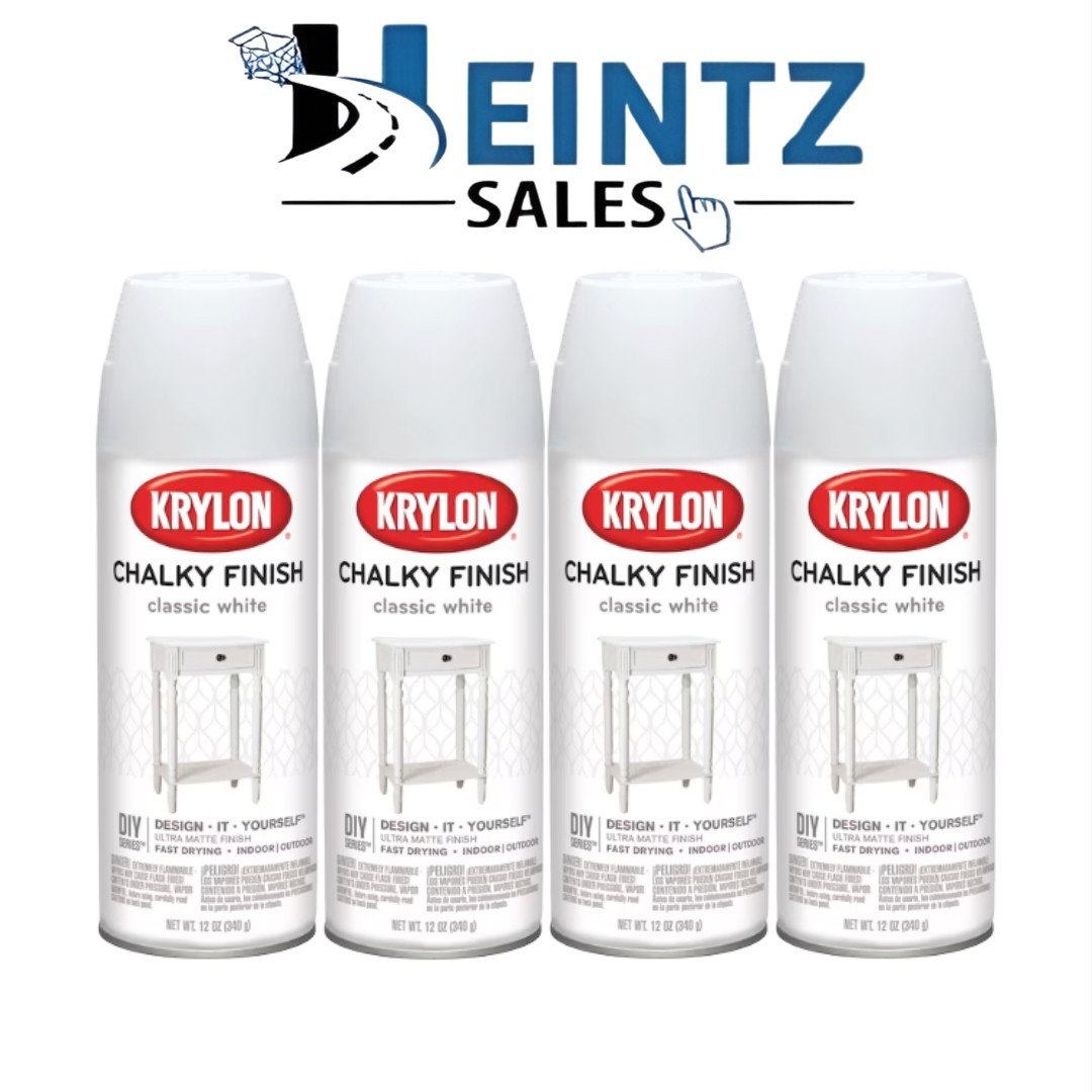 KRYLON 4101 Classic White Chalky Finish Indoor/Outdoor DIY Series Pack of 4