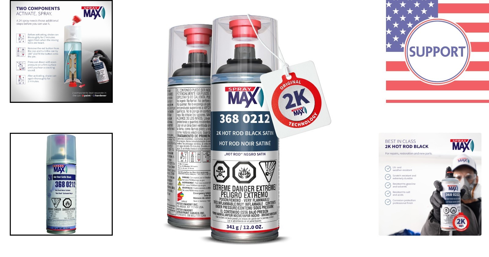 Durable 2K Satin Black Spray Paint 12 oz – Semi-Gloss, UV & Chemical Resistant