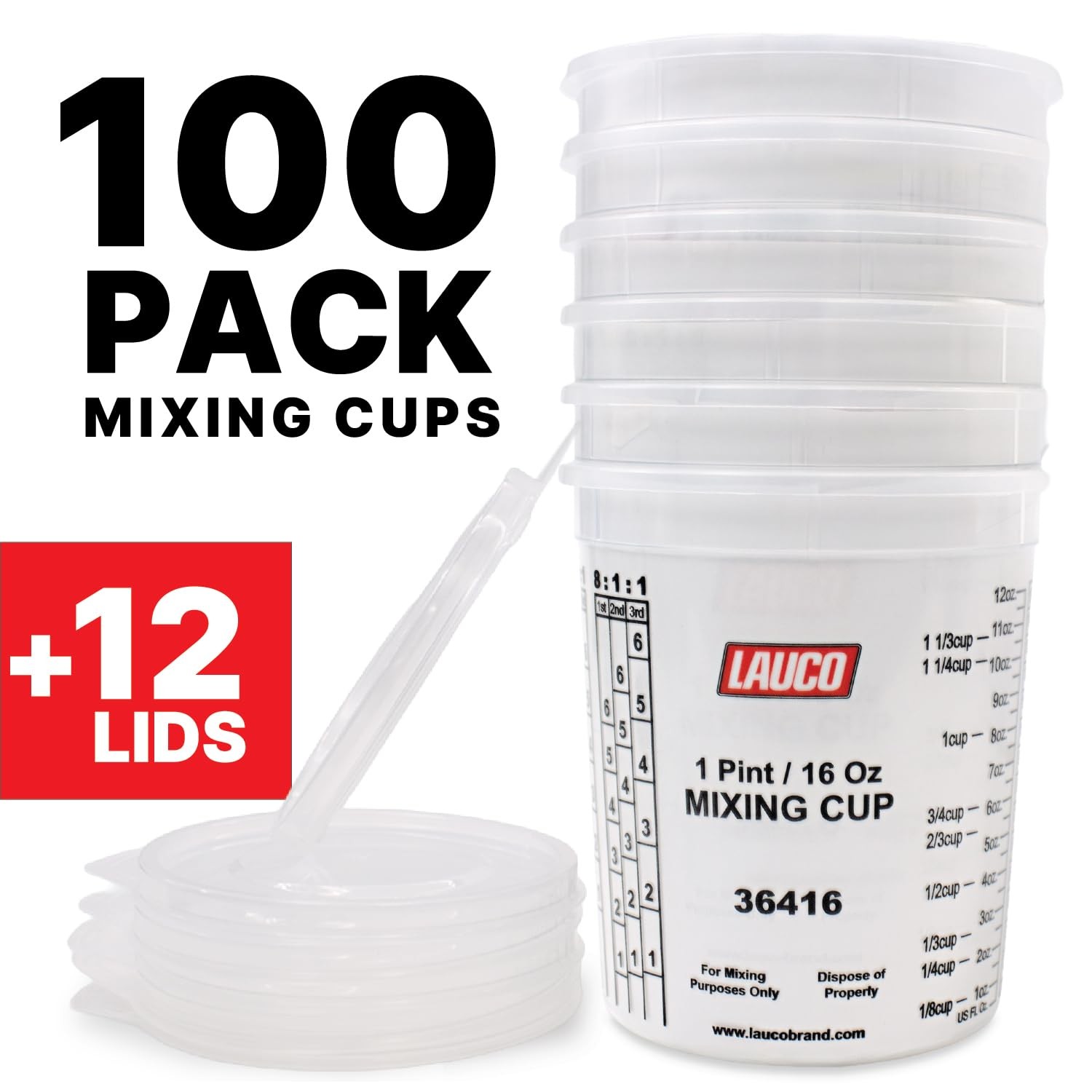 Paint & Epoxy Mixing Cups Buckets – 174 Ounce 5-Quart – Calibrated Mixing ratios