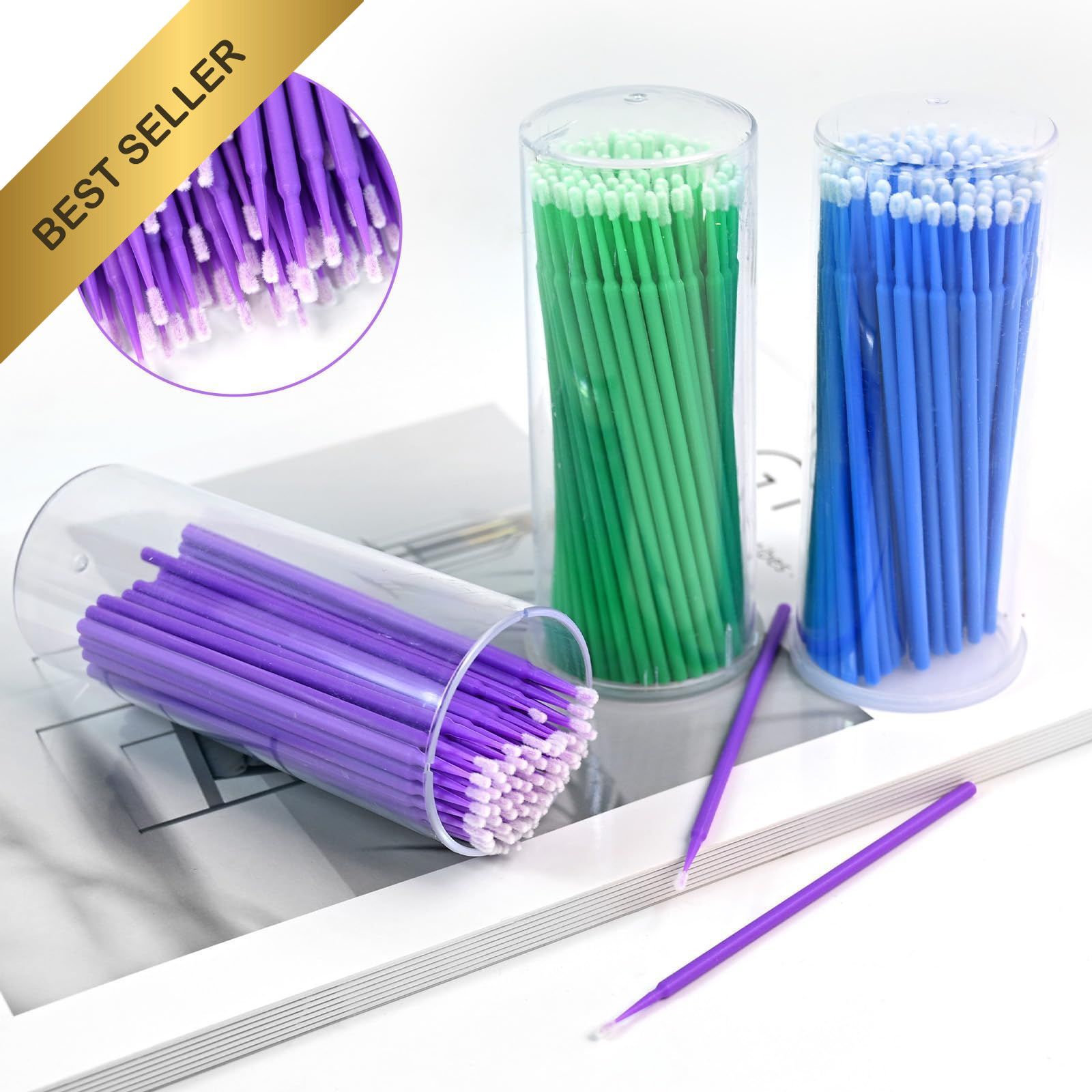 300Pcs Disposable Fine Tip Paint Brushes 1.5 2.0 2.5mm Automotive Touch Up Kit