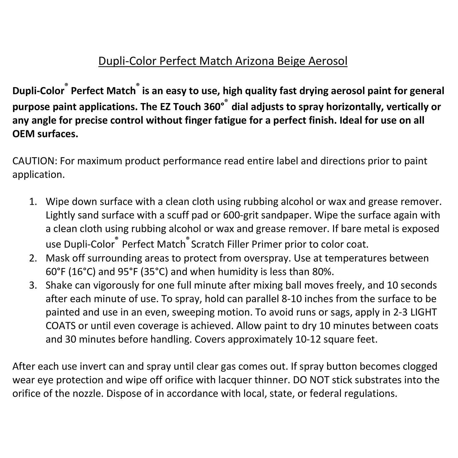 Dupli-Color EBFM03547 Perfect Match Automotive Spray Paint ? Ford Arizona Beige,