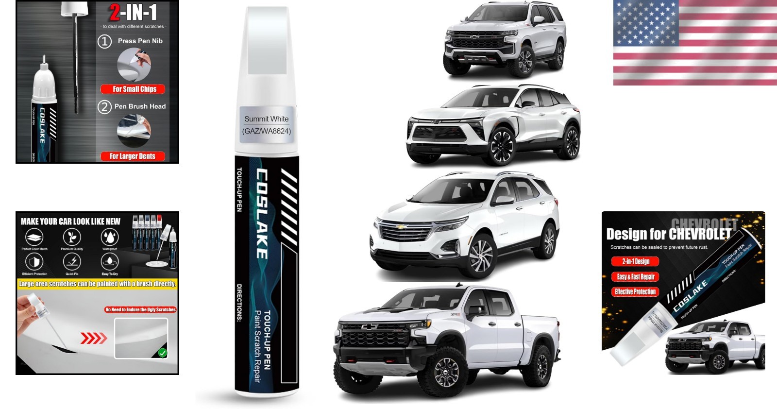 12ml Summit White Touch-Up Paint with Brush for Any Scratch – Car Repair Kit