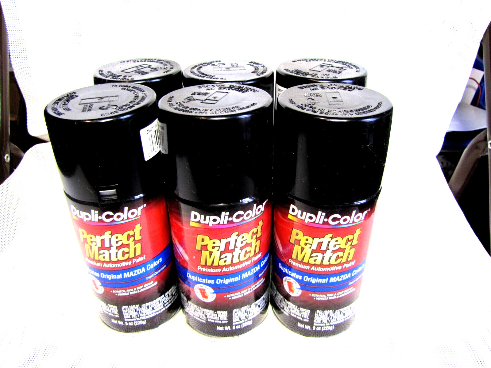 6-Duplicolor BMZ1109 Mazda Code PZ BRILLIANT BLACK LACQUER 8oz- 6 Spray Paint