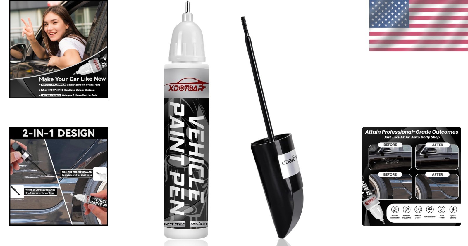 Pure Black Touch Up Paint – Fast Drying, Color Accurate Auto Scratch Repair