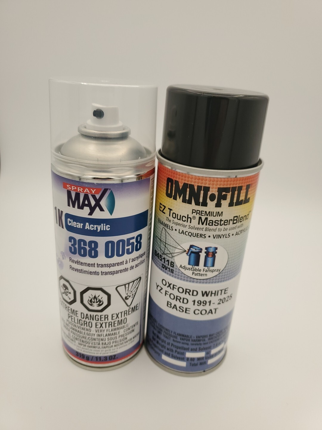 Toyota 040 Super White II Base Coat Spray Paint And 1k Clear Coat Spray