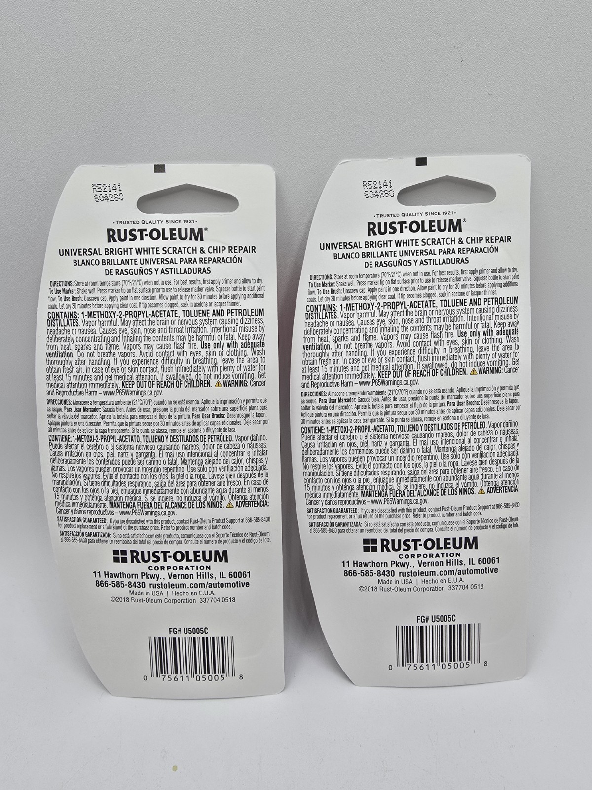 2 Rust-Oleum Scratch & Chip Repair Universal Bright White 0.5 fl. oz._Stops Rust