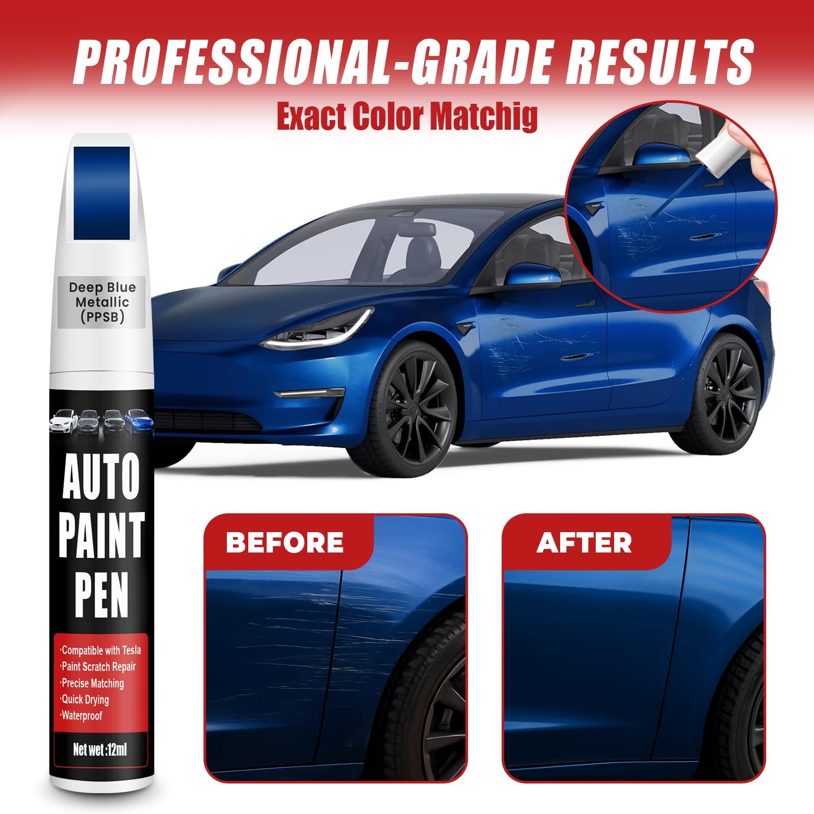 Qnofuit Touch Up Paint for 0.4 Fl Oz (Pack of 1), Deep Blue Metallic(PPSB）