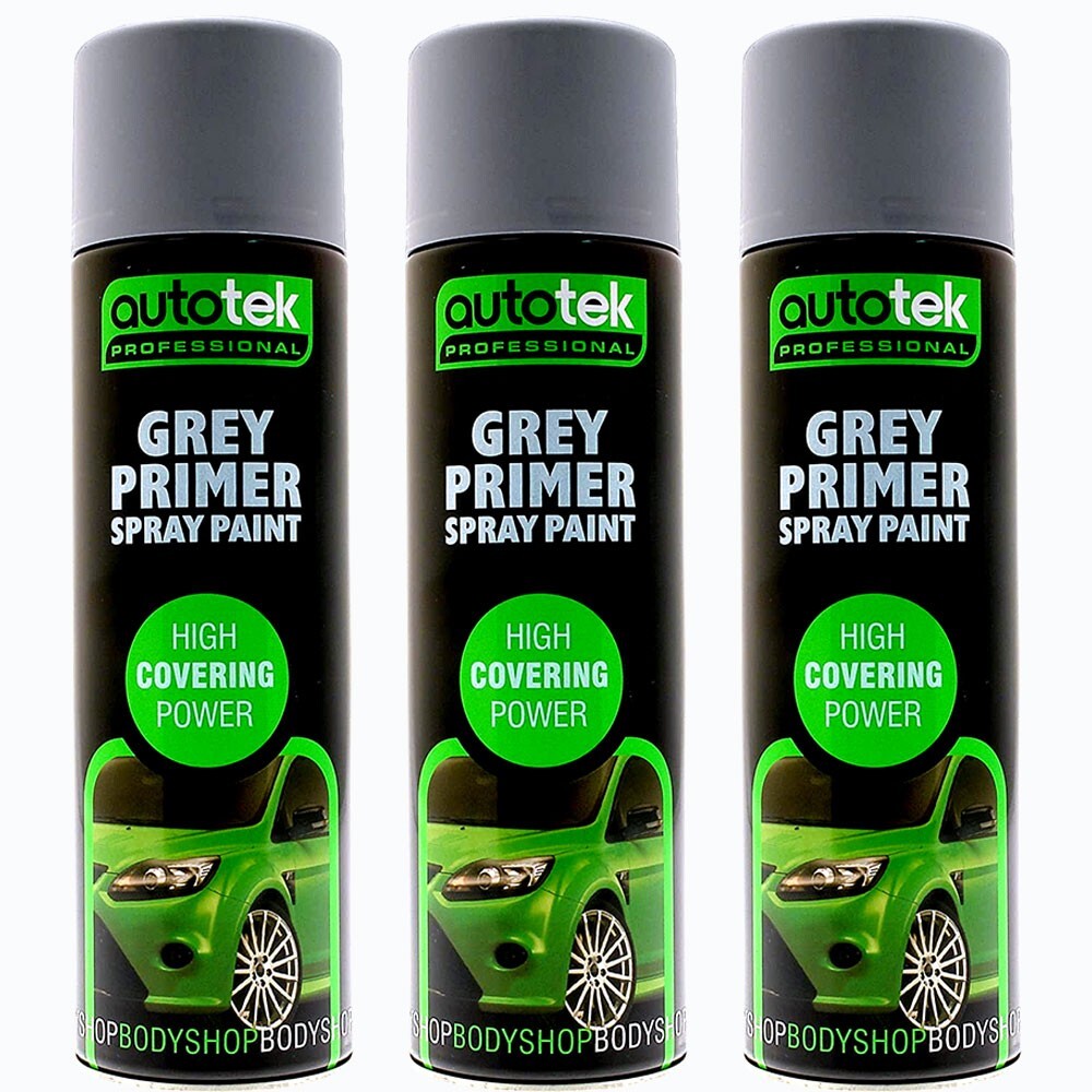6x AUTOTEK GREY PRIMER Aerosol Spray Paint Professional High Covering Power+G+CP