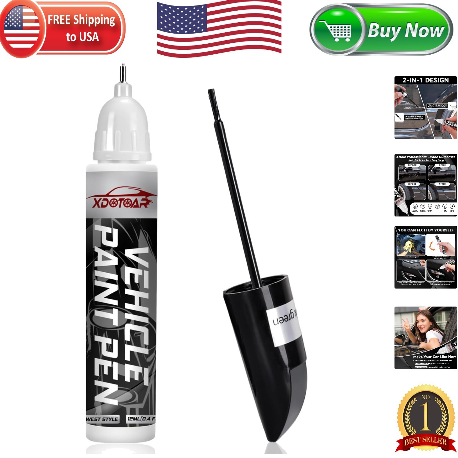 Pure Black Touch Up Paint – Fast Drying, Color Accurate Auto Scratch Repair