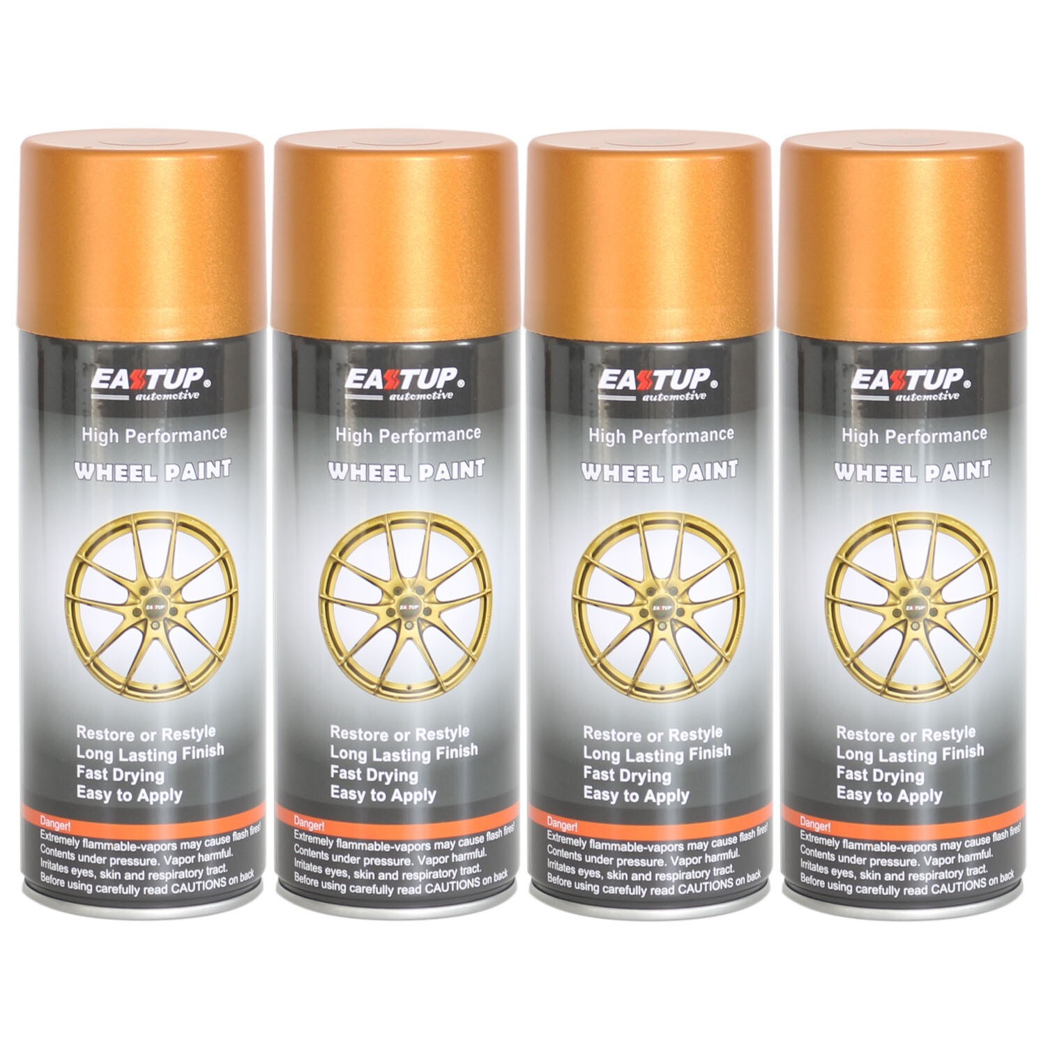 4 Cans Automotive Car Metallic Orange Gold Acrylic Body and Wheel Spray Paint