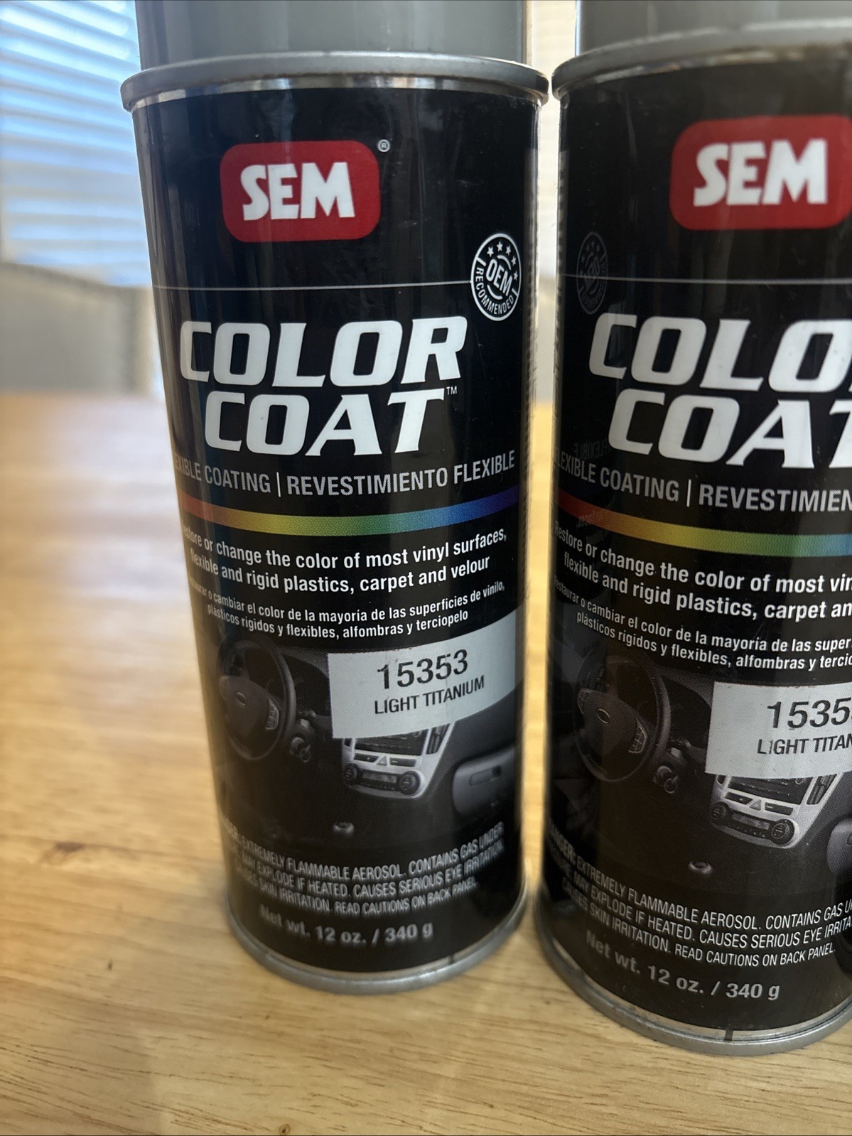 SEM 15353 & 38343 Color Coat Light Titanium Spray Paint Cans 12 oz. Lot Of 6