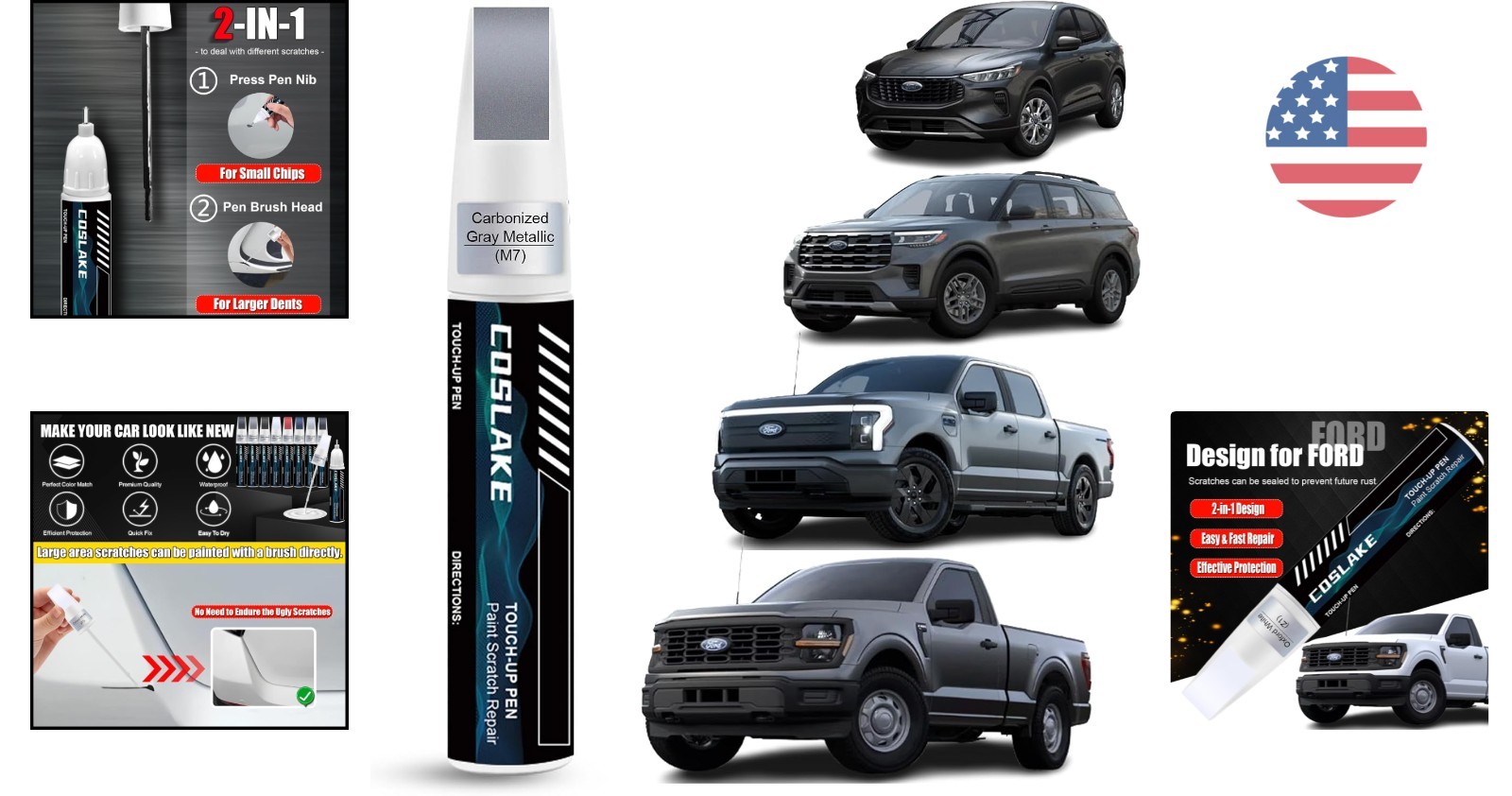 Waterproof Carbonized Gray Touch Up Paint for Ford Super Duty – 12ml Repair Kit