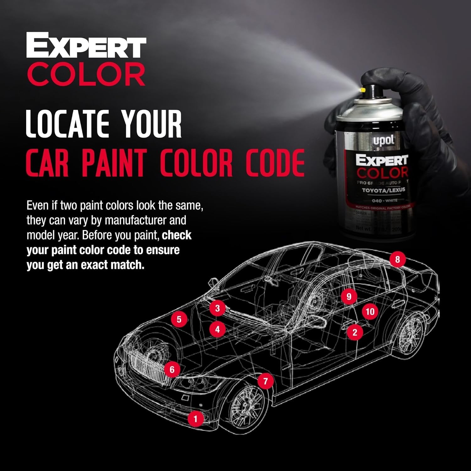 Expert Color, For Toyota/Lexus 040, Automotive Spray Paint, Professional Grad…
