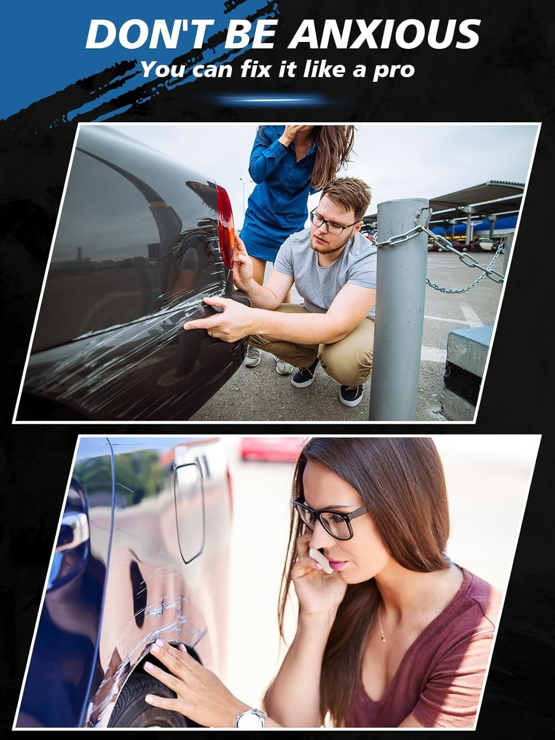 Auto Touch Up Paint 2 in 1 Car Scratch Repair Pen – Glossy Black Finish 0.4 oz