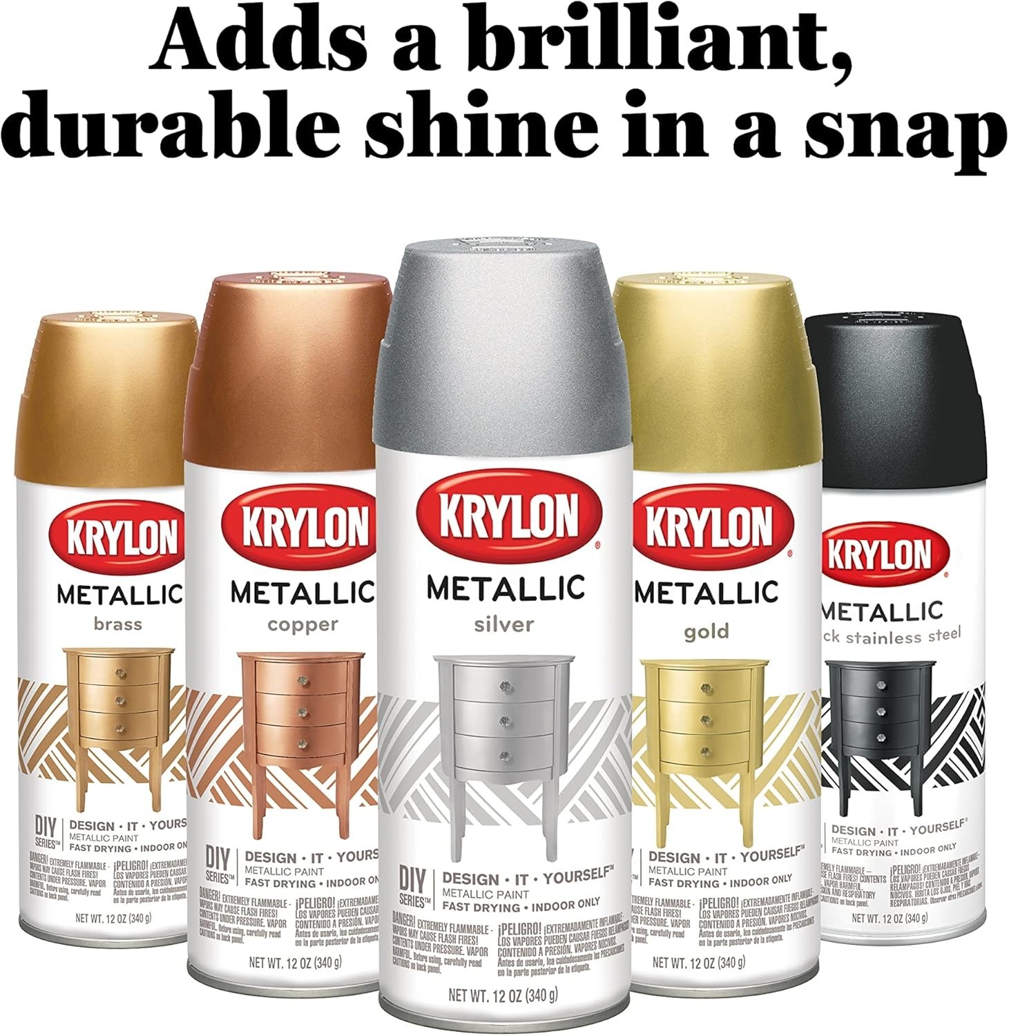 Brilliant 11oz Silver Metallic Aerosol Spray Paint – Fast Drying Gloss Finish