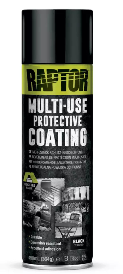 10X UPOL RAPTOR 1K MULTI-USE RMUB/AL PROTECTIVE COATING AEROSOL 450ML – BLACK
