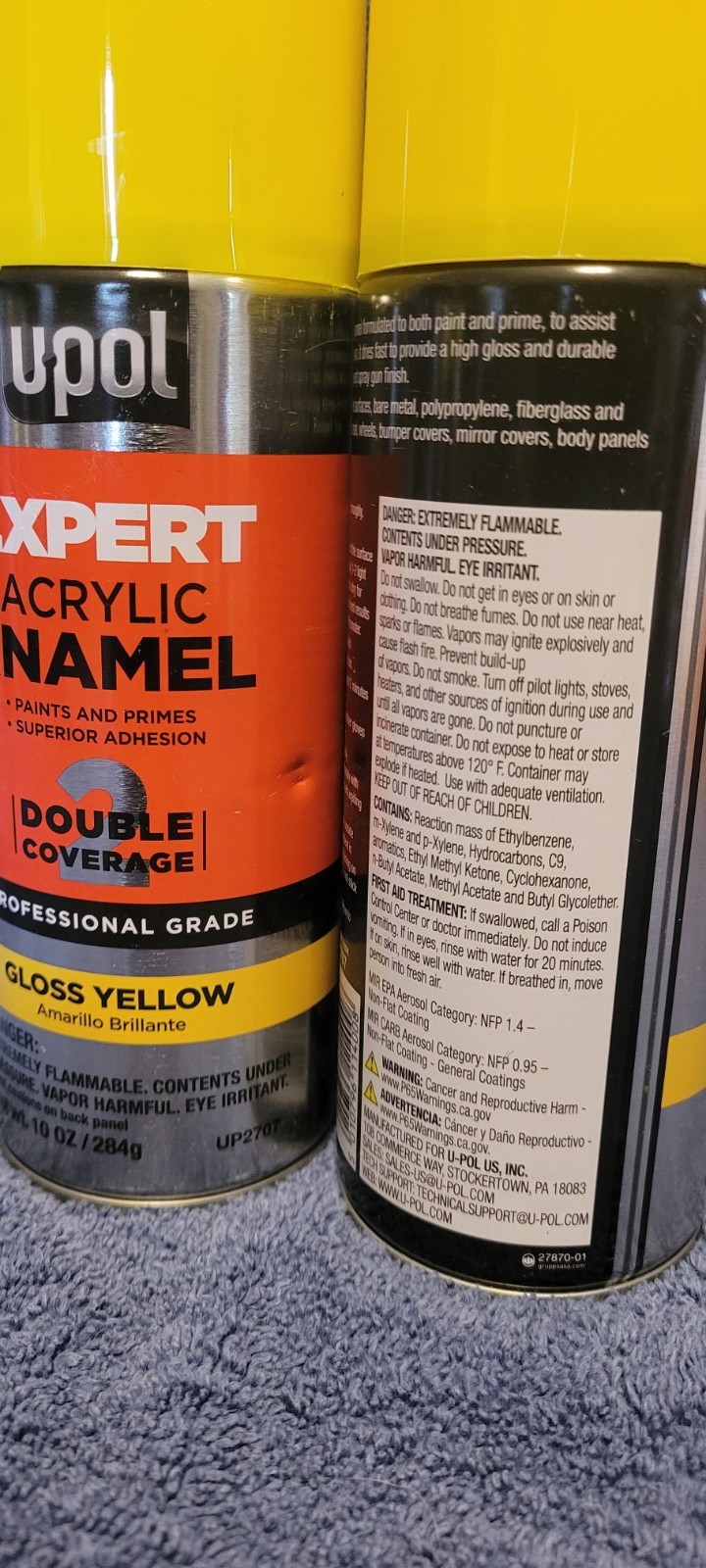 UPOL Expert Acrylic Enamel Gloss Yellow Spray Paint 10 oz ea UP2707 2 For $12