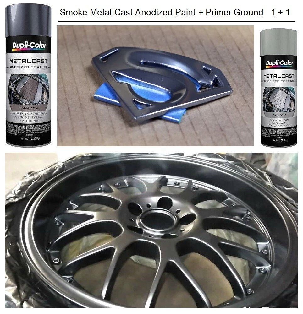 Smoke Black Chrome Anodized Spray Paint +Primer Ground Heat Resist Coating 2 Can
