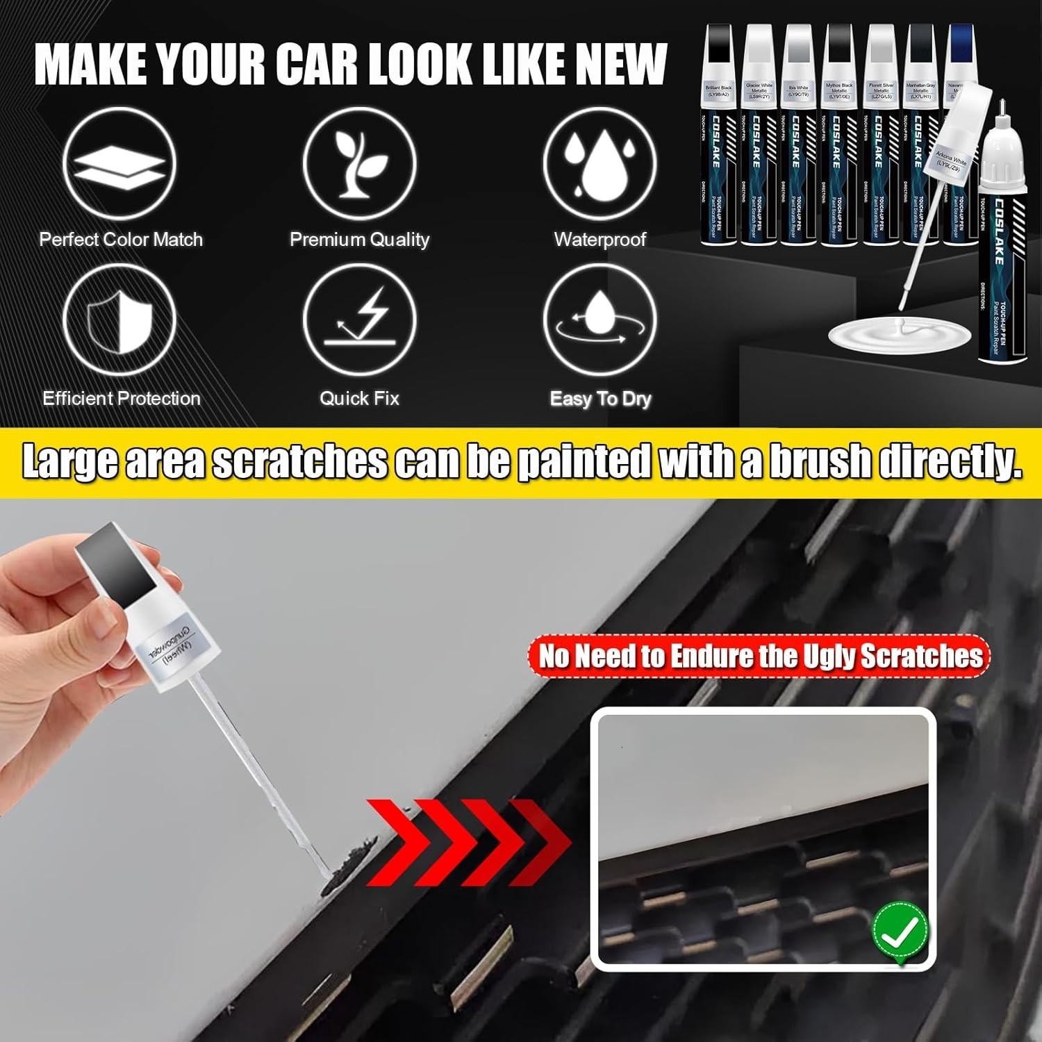 Durable Ibis White Touch Up Paint for Audi – Waterproof 2-in-1 Repair Kit, 12ML