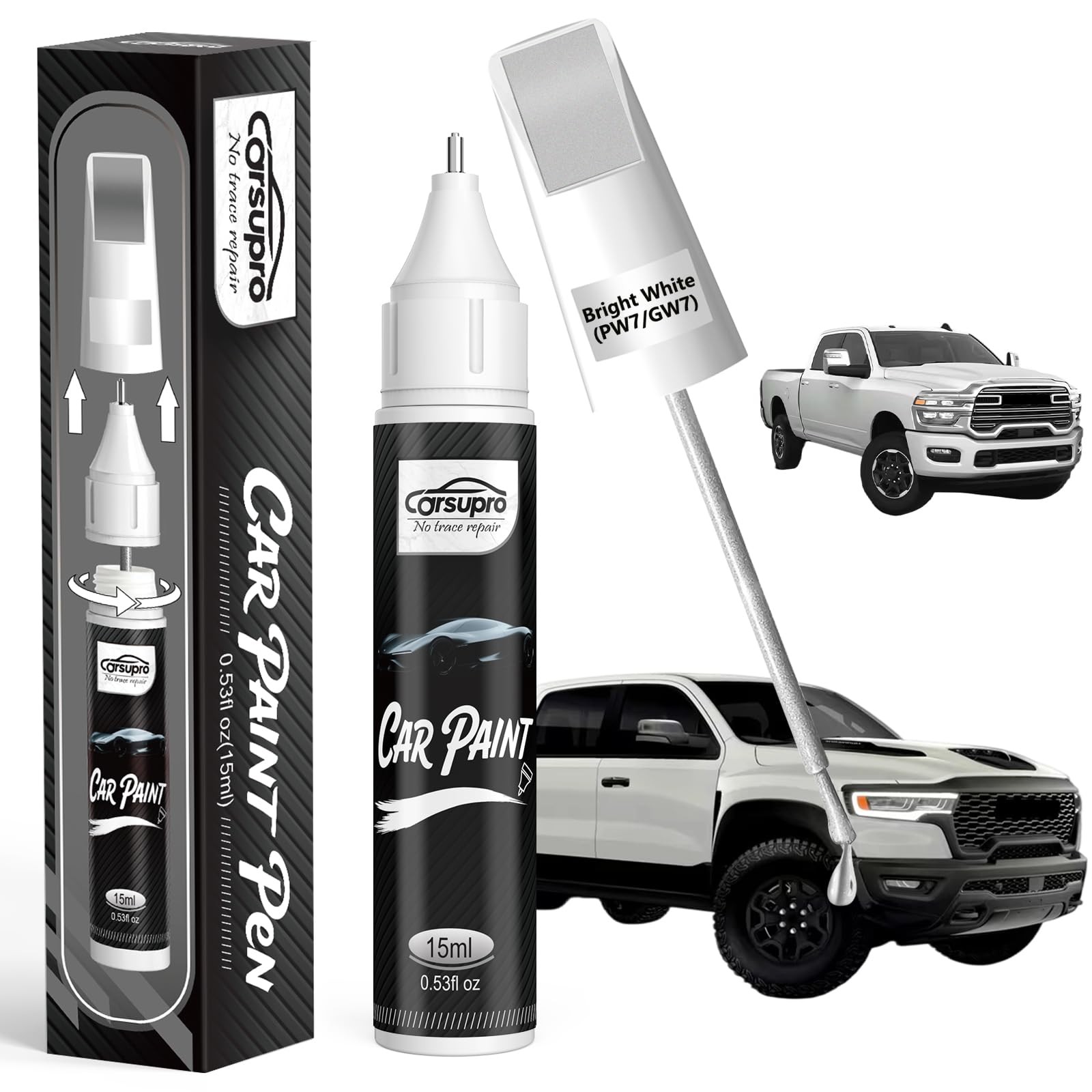 Touch Up Paint Kit For Ram PW7 GW7 Bright White Scratch Repair Pro Match Kit