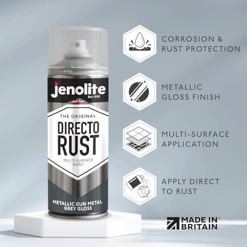 Spray Paint Gun Metal Grey 400ml Metallic Gloss Multi-Surface Rust Prevention