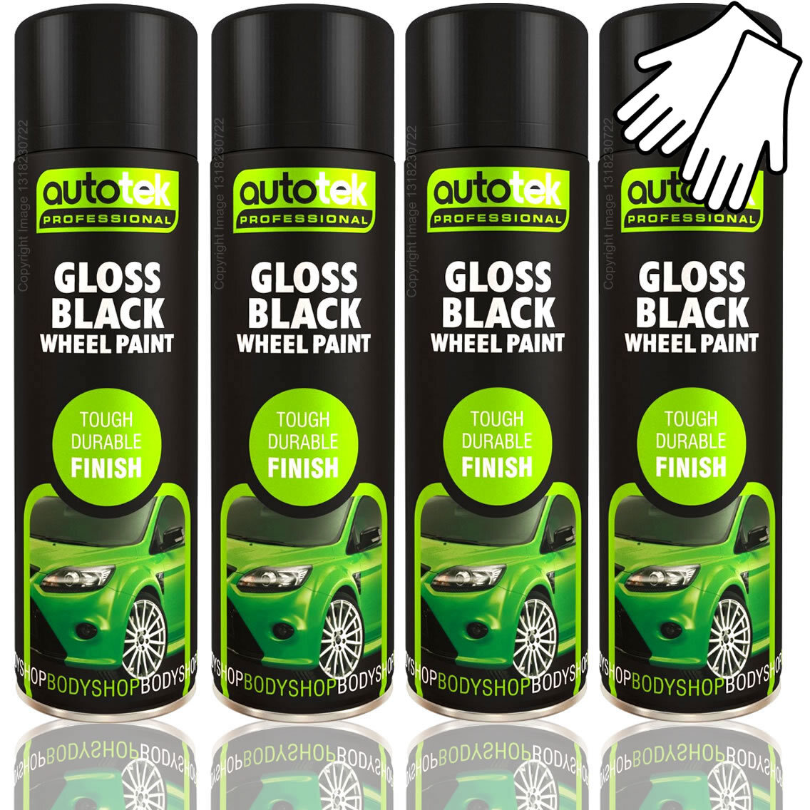 4 x Autotek GLOSS BLACK ALLOY WHEEL Spray Paint Aerosol Professional Cans+G+CP