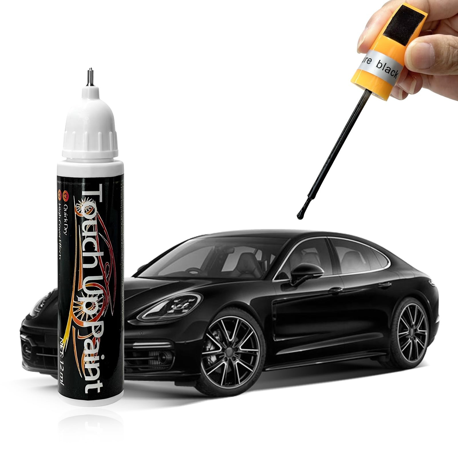 MTRPS Touch Up Paint Pen for Cars, 2 in 1 Quick 1 Count (Pack of 1), Black