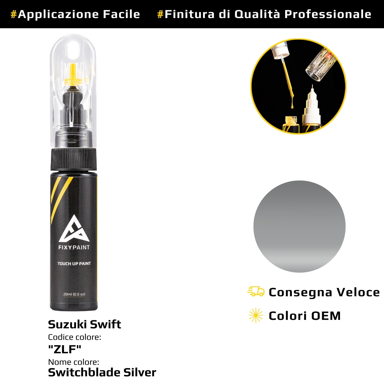 Touch Up Paint for Suzuki Swift Cod: ZLF Switchblade Silver