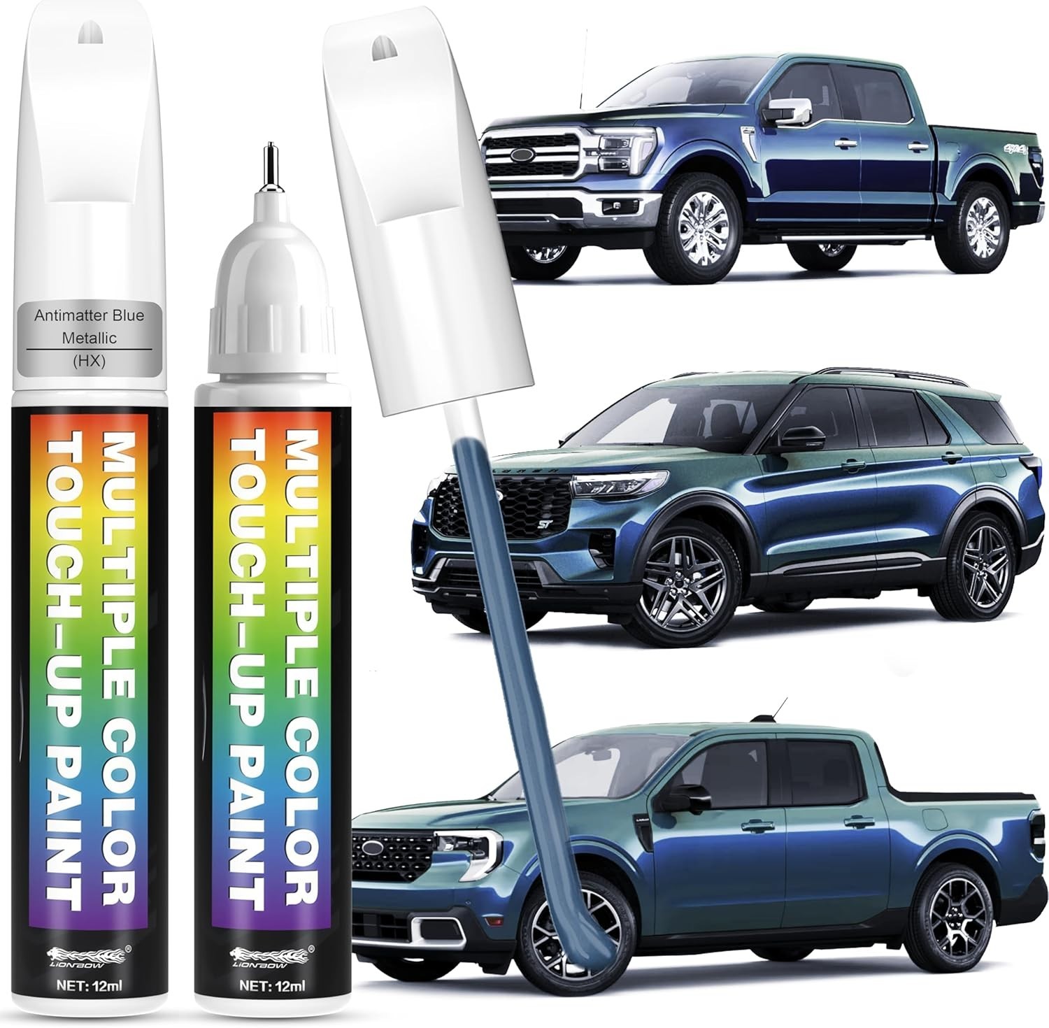 Set Of 2 Touch Up Paint Kit For Ford HX Antimatter Blue Metallic Repair Kit
