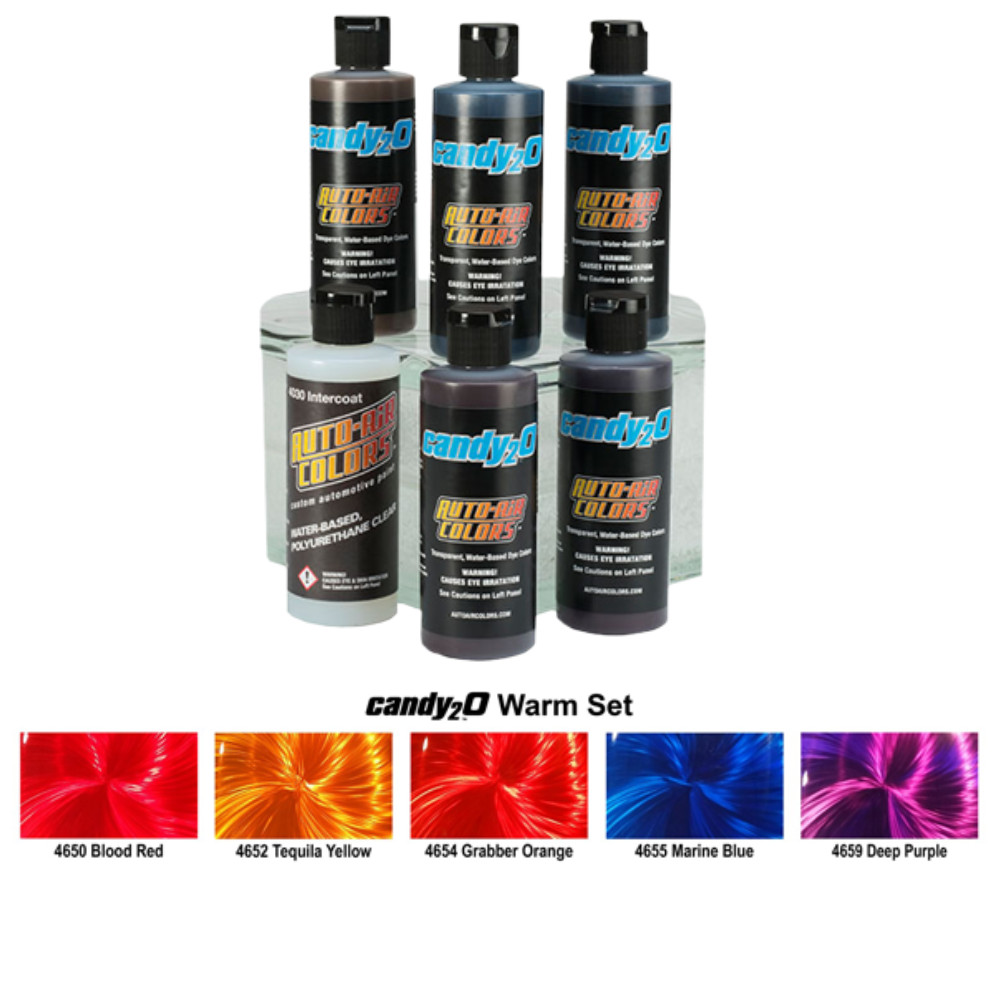 6 X Createx Candy₂O Auto-Air Candy2O 120ml Warm Set B 4oz Automotive Airbrush