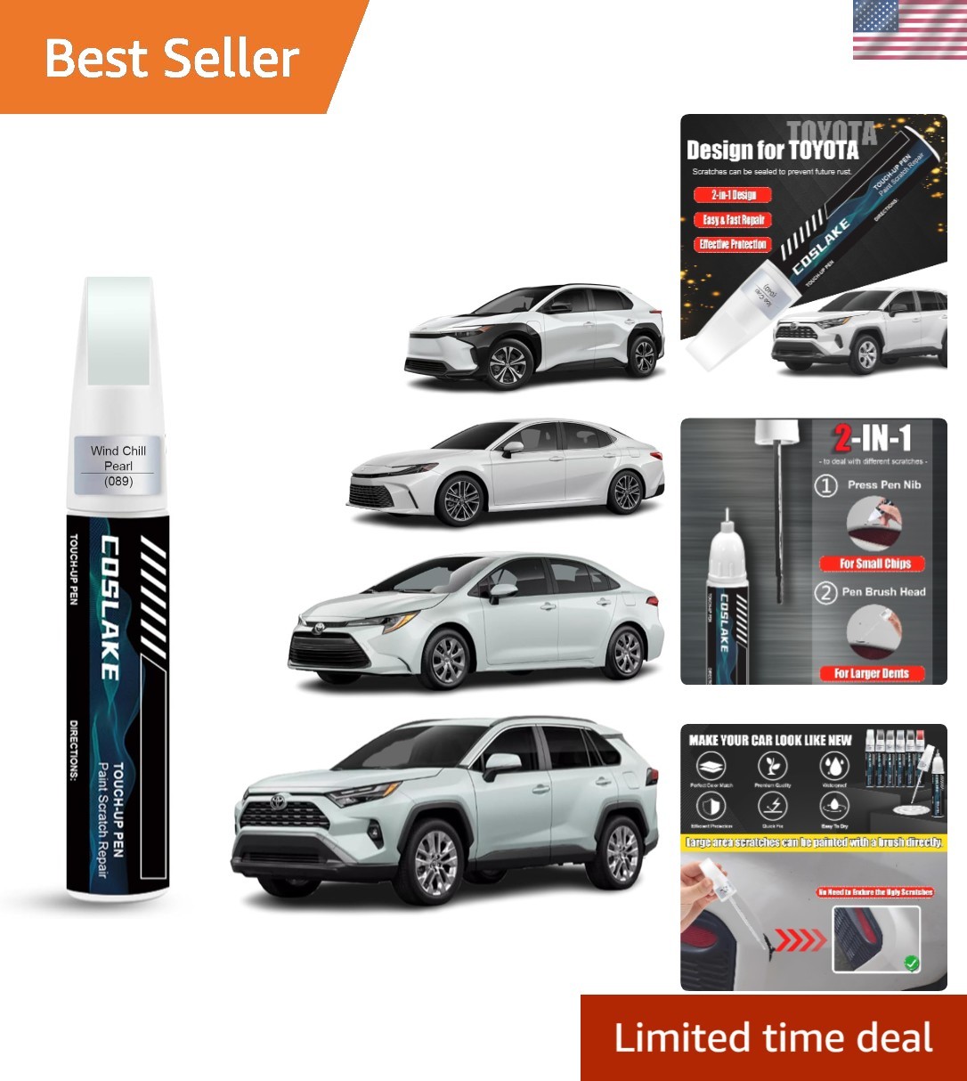 2-in-1 Car Scratch Remover Pen Kit – Wind Chill Pearl (12ml) for 2024 Models