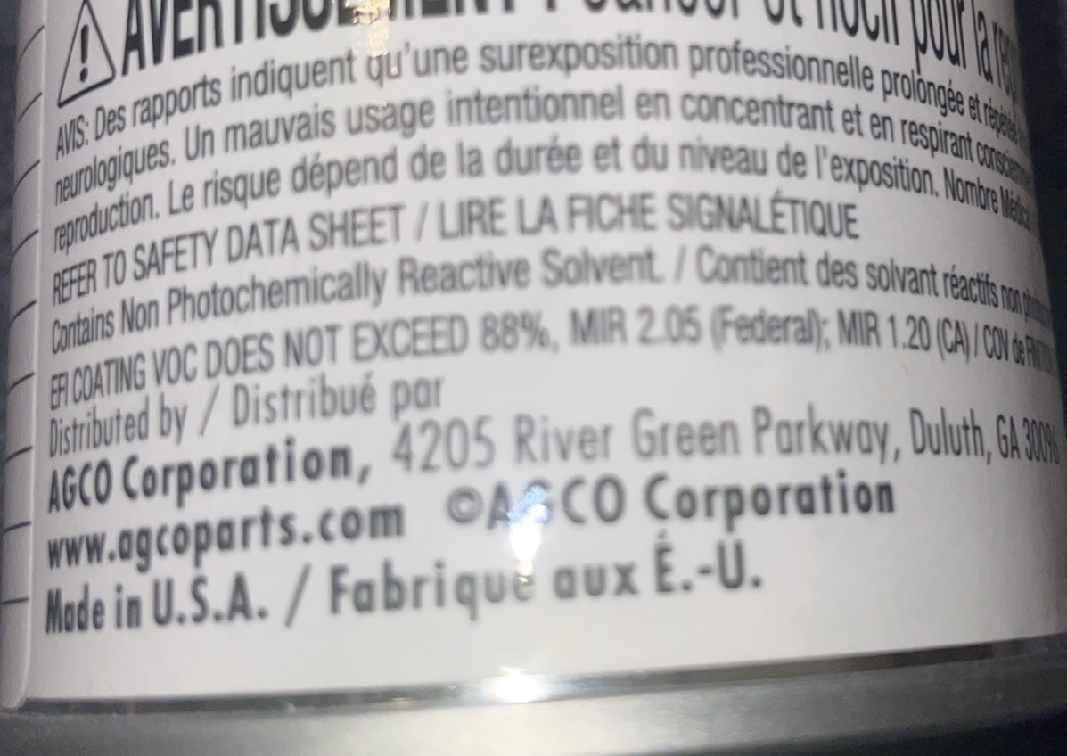 Agco Paint Machinery Enamel Protects Against Rust Aerosol Spray Valtra Gray New