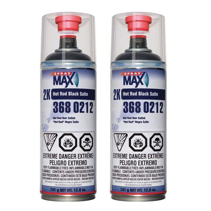 SprayMax 3680212 2K Hot Rod Satin Black Aerosol 12 oz. (2 Pack)