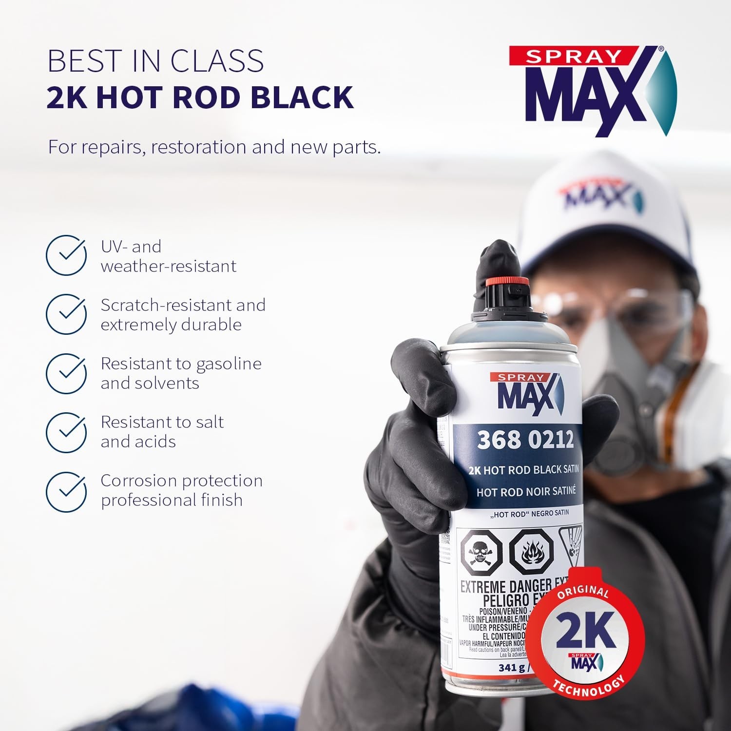 2K Hot Rod Satin Black Spray Paint – Durable Finish for Cars & Metal 12 oz
