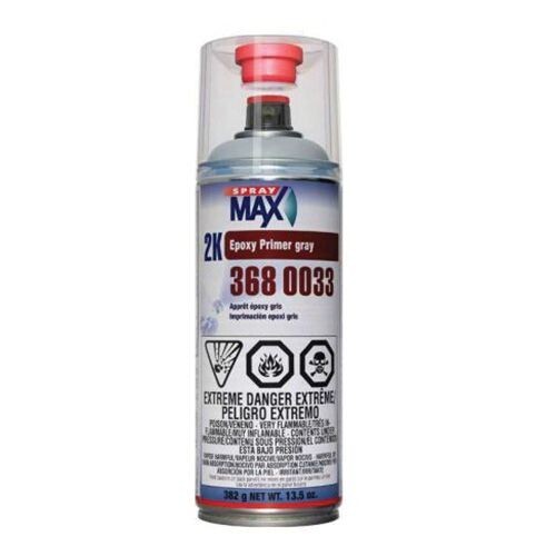 SprayMax® 3680033 2K Epoxy Primer, 13.3 oz Aerosol Can, Matte Gray, 1.2 to 2.4 s