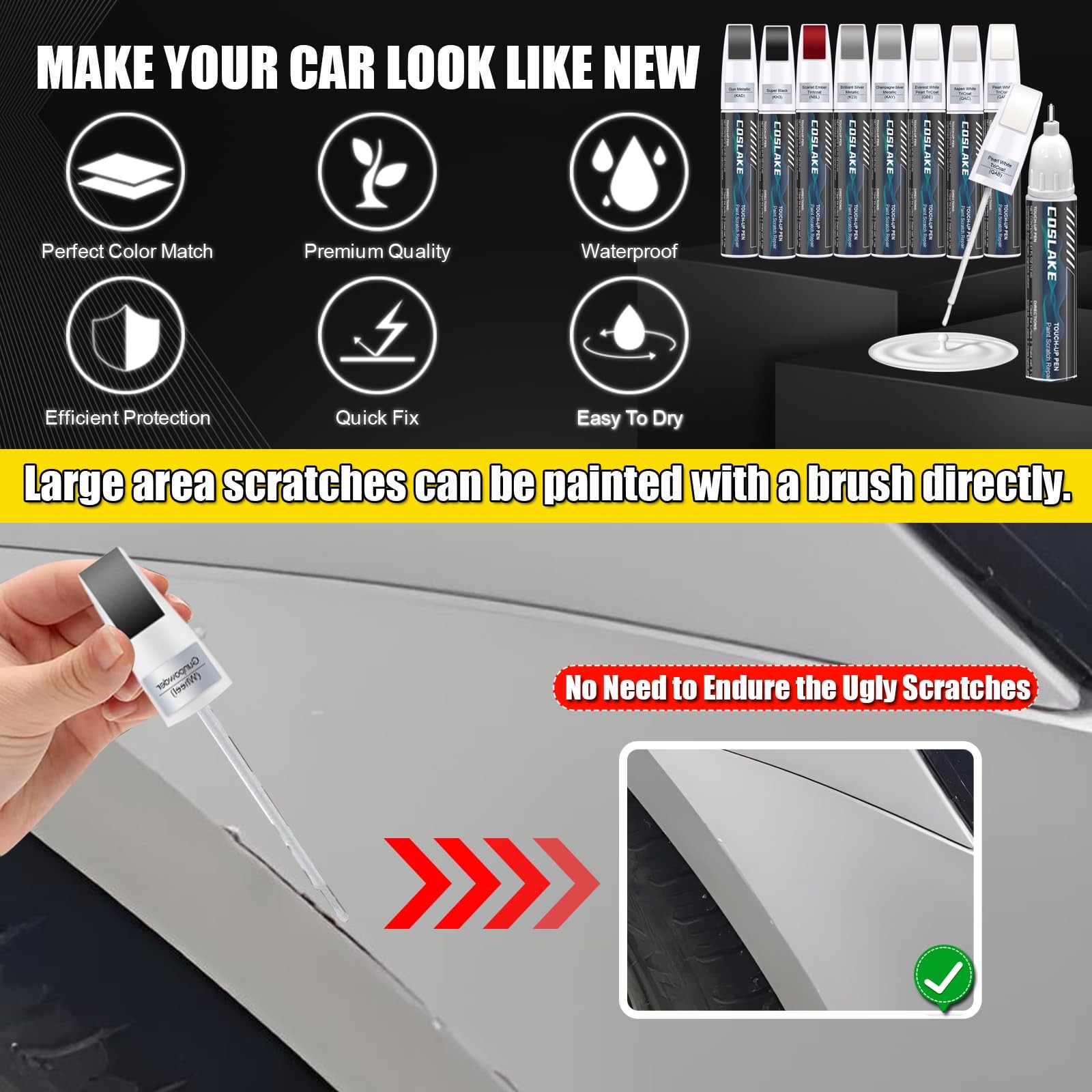 Touch Up Paint for Car Nissan Brilliant Silver Metallic K23 Scratch Repair Pen