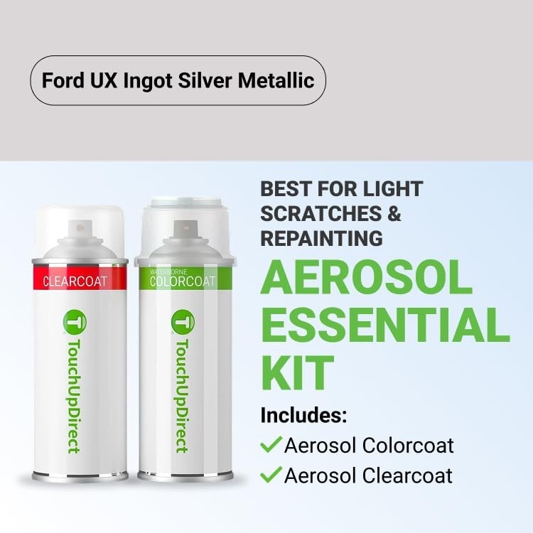 Car Paint Touch Up Spray Kit – Ingot Silver Metallic, Scratch Repair, Clearcoat,