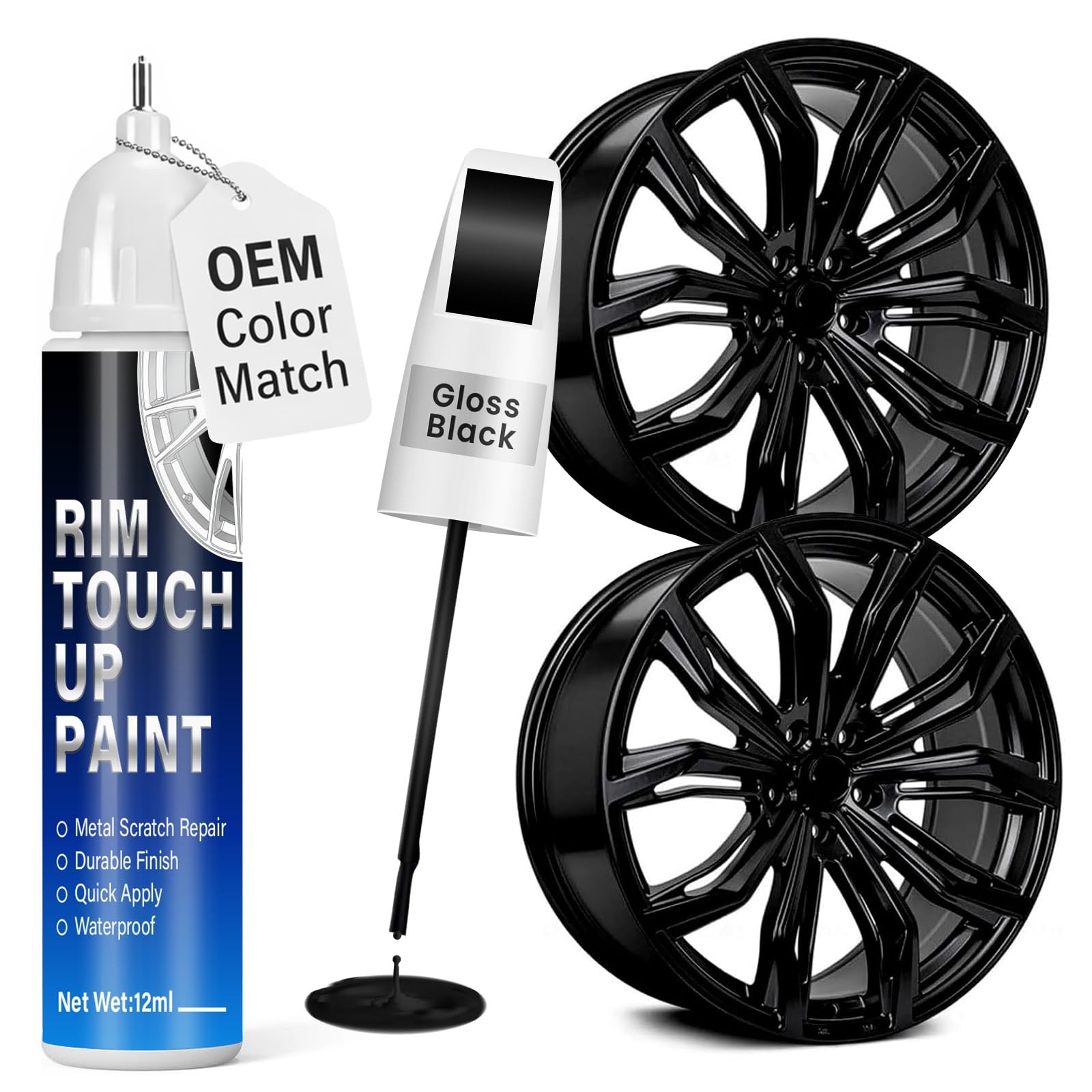 Gloss Black Rim Touch Up Paint, 0.4 Fl Oz (Pack of 1),
