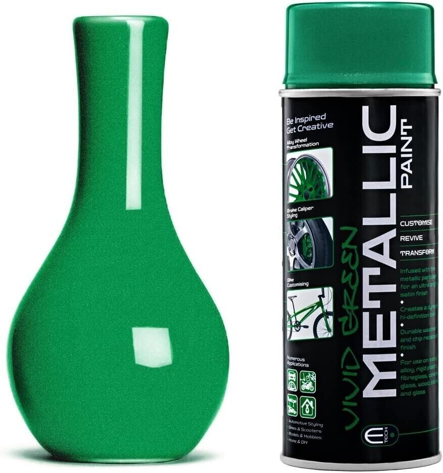 E-TECH Metallic Paint Vivid Green 400ml Multi-Purpose Interior & Exterior DIY