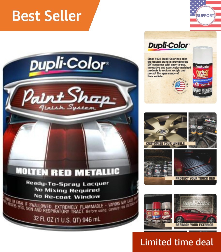 Dupli-Color Molten Red Metallic 32 Fl Oz – Lacquer Paint for DIY Modern Vehicles