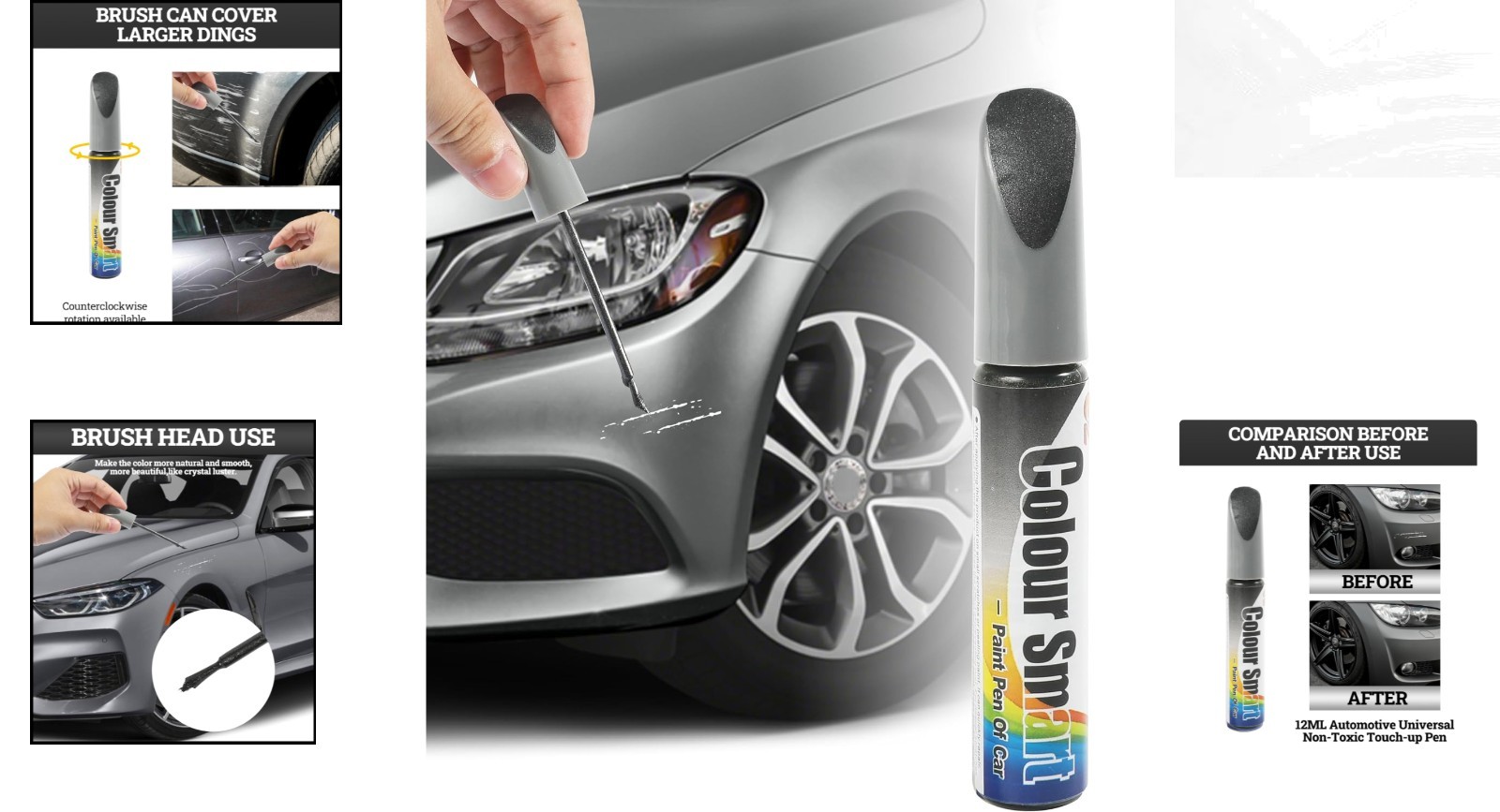Professional Automotive Scratch Repair Pen – Glossy Gray for Metal Surfaces