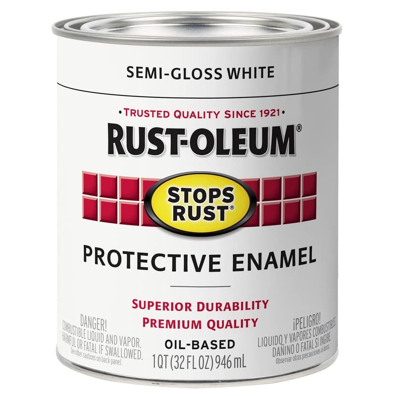 Rust-Oleum Stops Rust Semi-Gloss White Oil-Based Industrial Enamel Paint Quart,