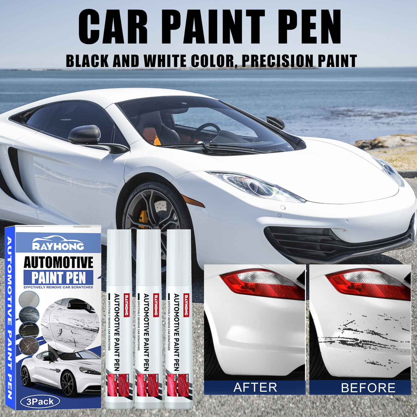 3Pcs Car Scratch Clear Repair Paint Pen Auto Touch Up Pen Car Scratche Remover
