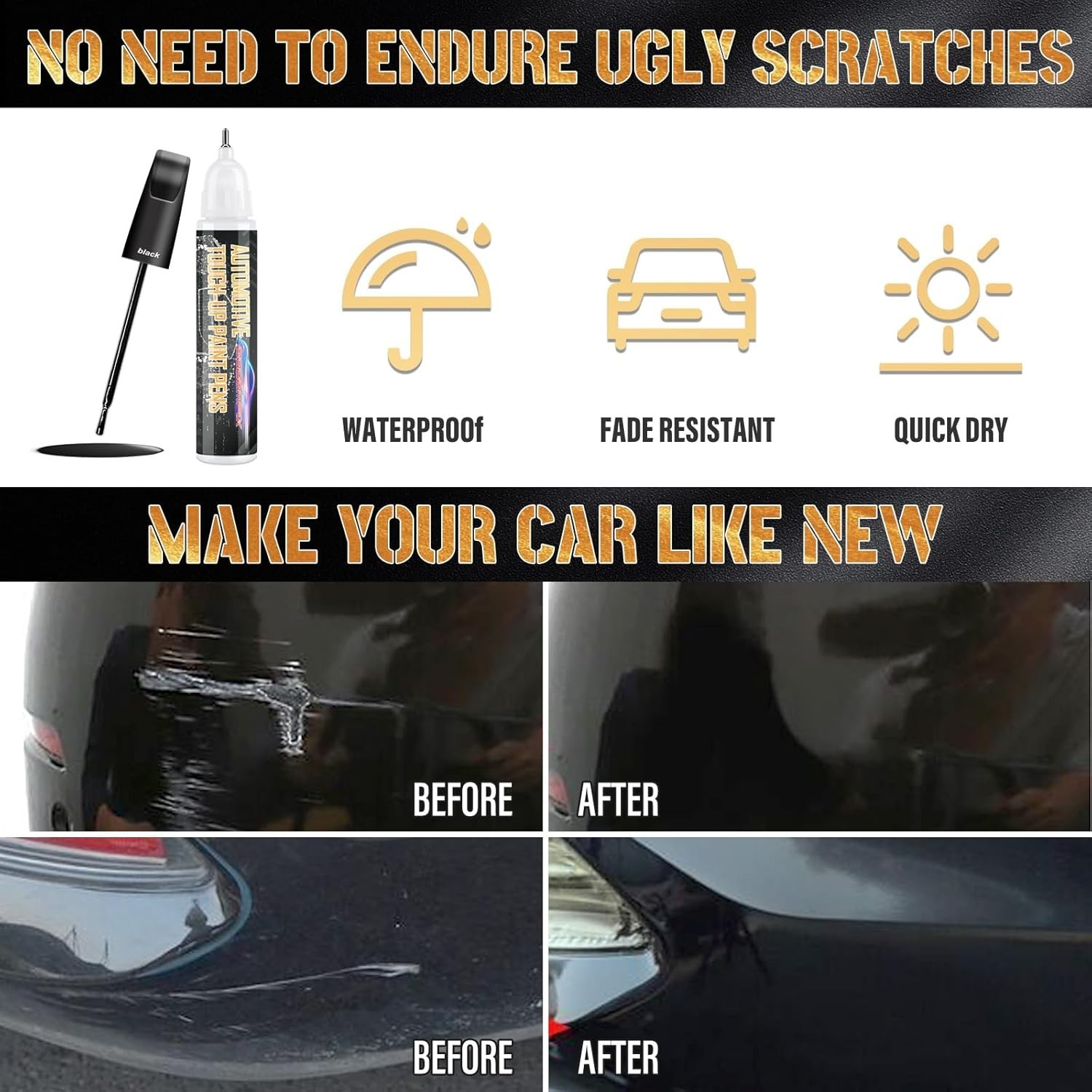 Waterproof Black Vehicle Touch Up Paint – Rust Resistant & Quick Drying