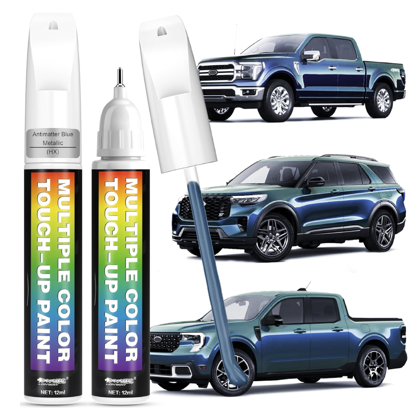Set Of 2 Touch Up Paint Kit For Ford HX Antimatter Blue Metallic Repair Kit