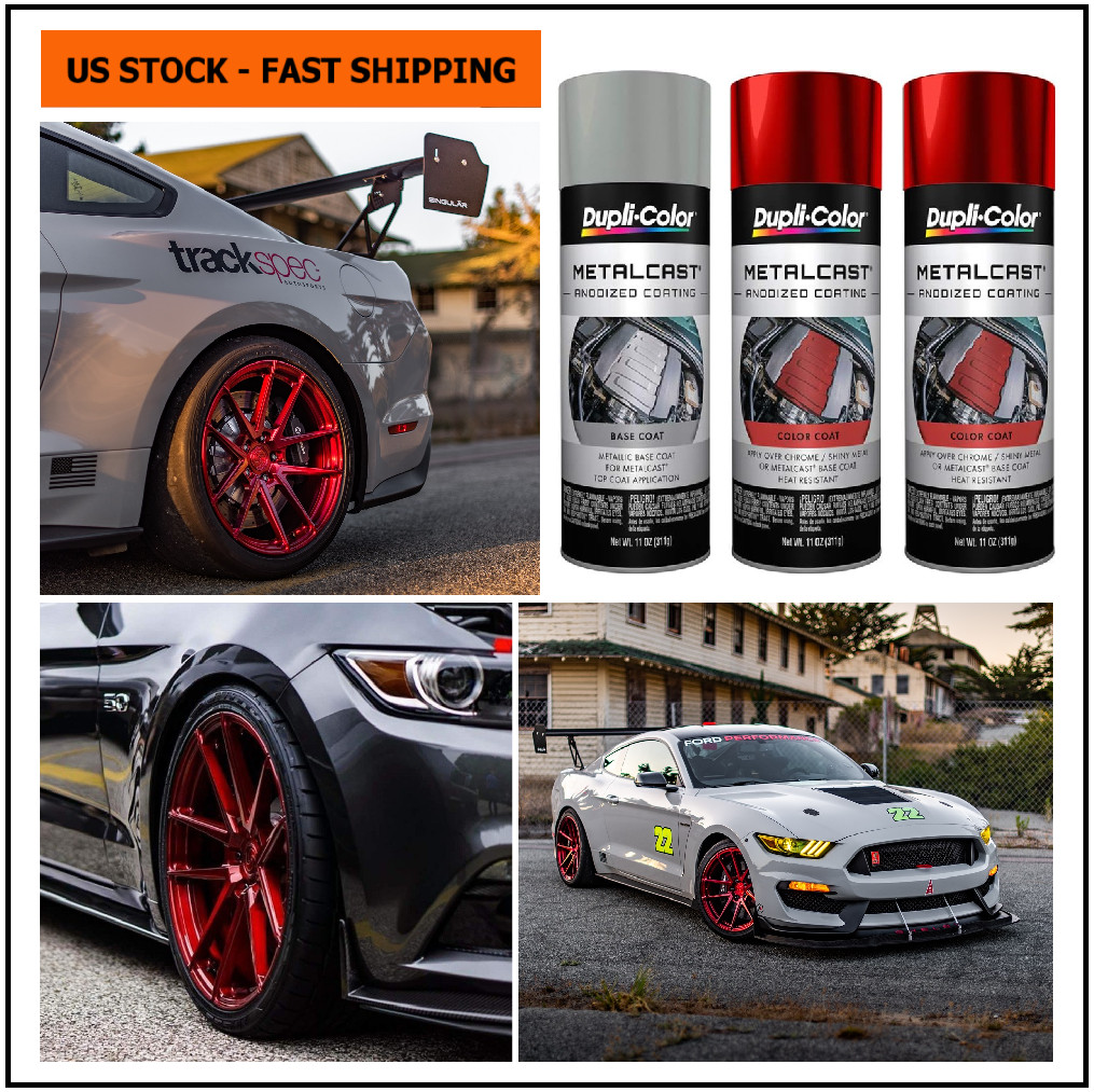 Metallic Red Chrome Wheels Spray Paint Rim Steel Aluminum +Primer Coating 3 Cans